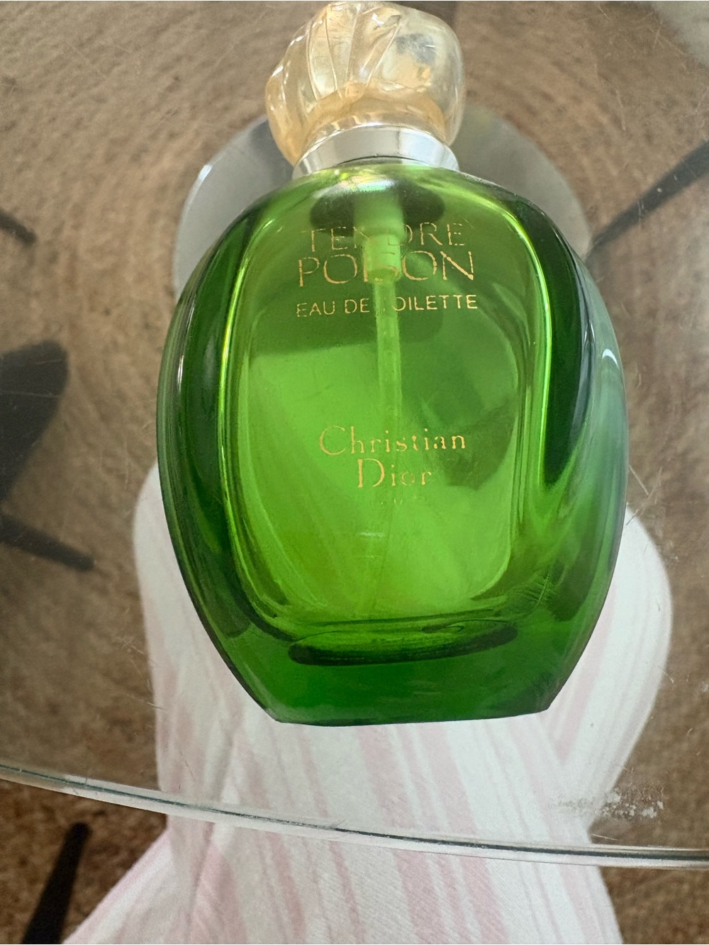 Dior Tendre Poison Green Glass Decorative Bottle with Gold Cap